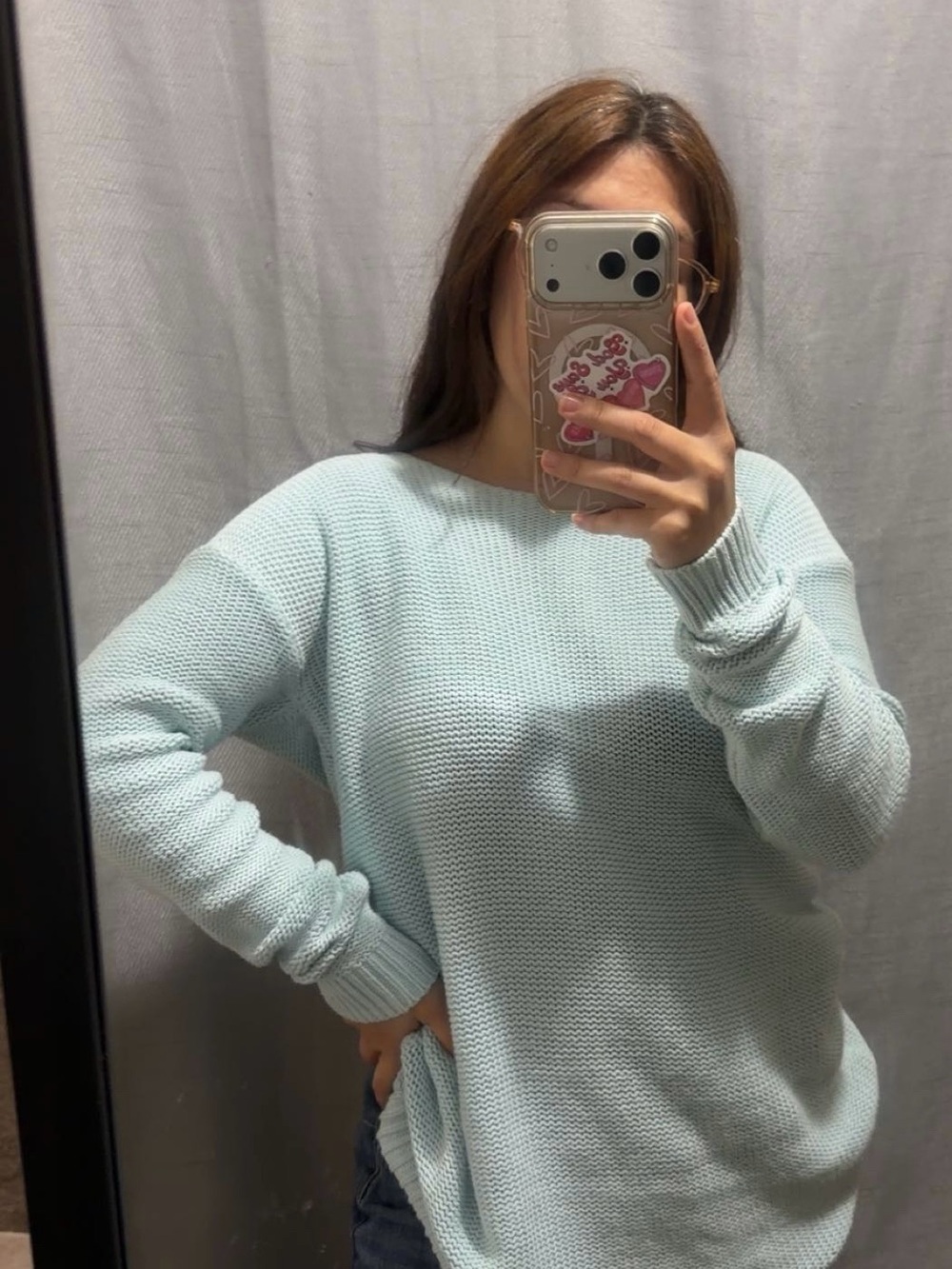 GAP Light Blue Crew Neck Knit Sweater